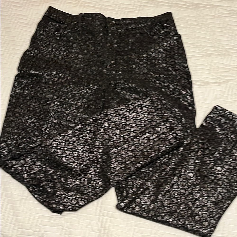 Gloria Vanderbilt Black and Metallic Straight Leg Jeans Classic Fit, Size 12